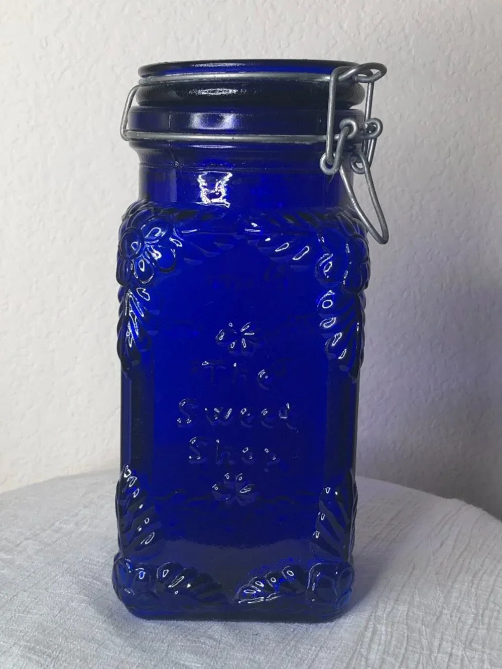 Vintage C (1960's) Cobalt Blue Glass Jar Canister-